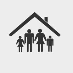 Family in house vector icon illustration sign