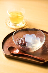 寒天とあんことお茶