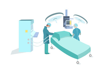 Illustration of doctors and nurses in the operating room