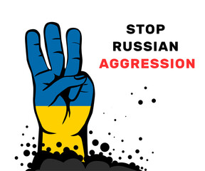 Stop Russian aggression. Poster. Separate on a white background. vector illustration