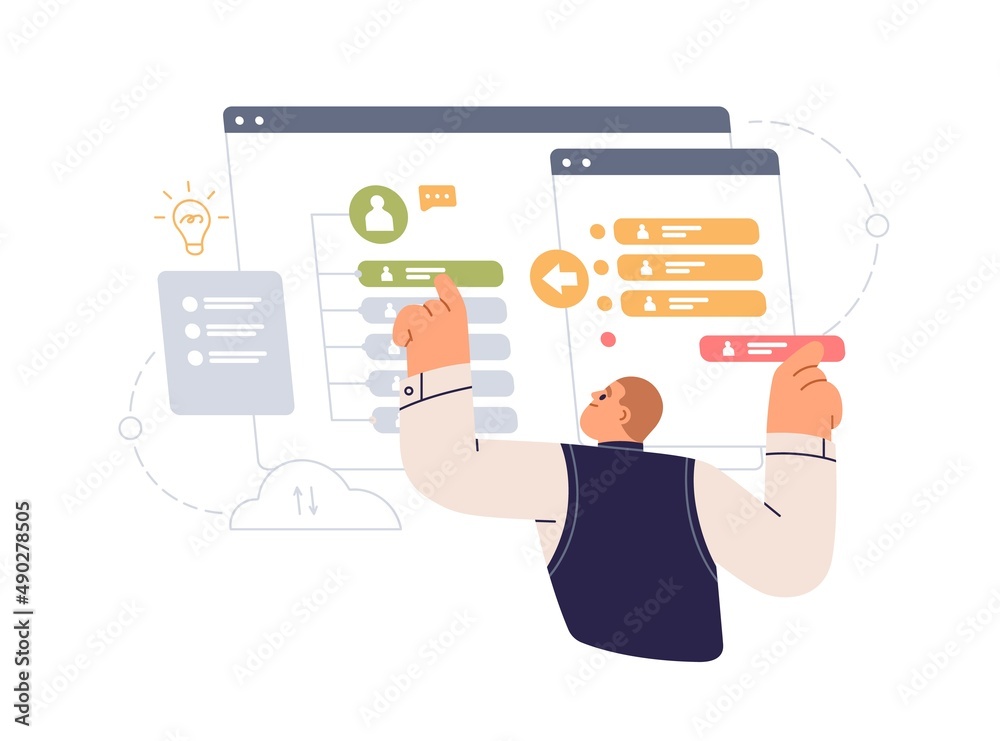 Aufkleber business partners database administration and management. administrator managing system, structuring