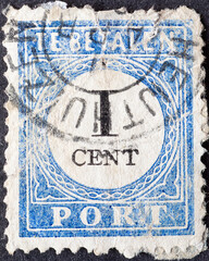 Netherlands - circa 1881a postage stamp from the Netherlands , showing the number I cent. Postage...