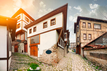 Safranbolu, Turkey the street view of Safranbolu old town area, UNESCO world heritage site and protected buildings. - 490279159