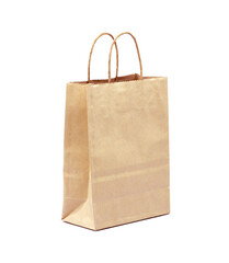 Brown paper bags isolated on white background.