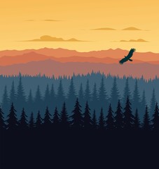 Naklejka premium sunset in the mountains