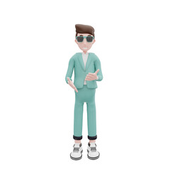 3d rendering Business man chatting pose
