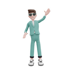 3d rendering businessman waving pose