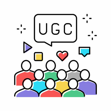 Public Social Media Users Ugc Color Icon Vector Illustration