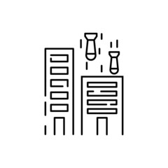 War and bombardment demolition disaster destroyed city building icon. Simple illustration of demolition city building vector icon for web design isolated on white background