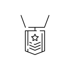 War military medal. Gold star medal thin line icon. Award with the star illustration isolated on white. Badge outline style design, designed for web and app. Eps 10
