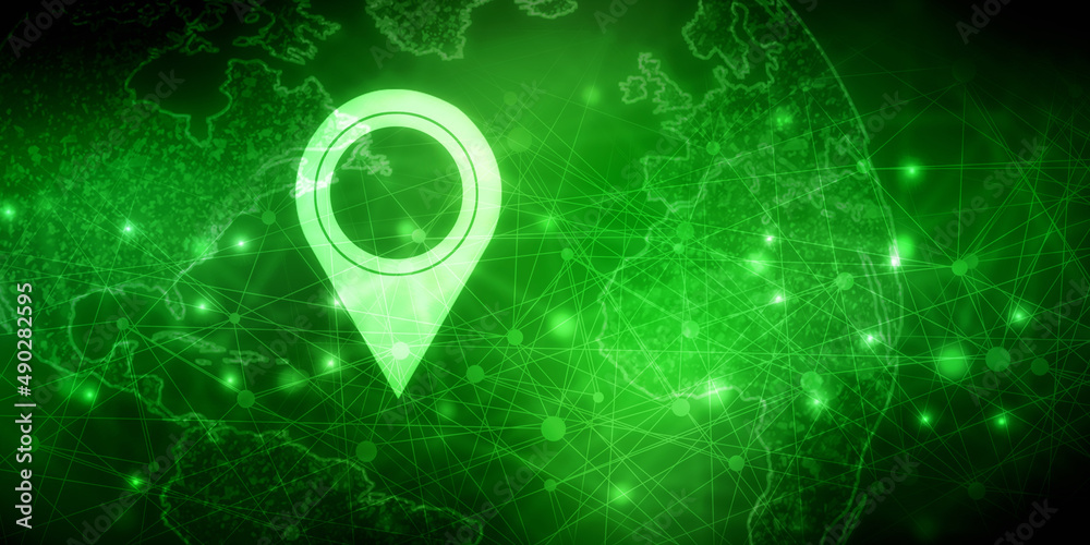 Poster 2d rendering red map pointer