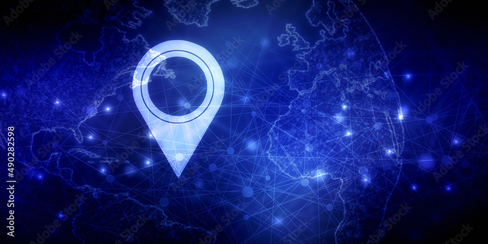 Poster 2d rendering red map pointer