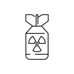 Muclear missile outline vector icon. Thin line black war missile icon, flat vector simple element illustration from editable army concept isolated on white background