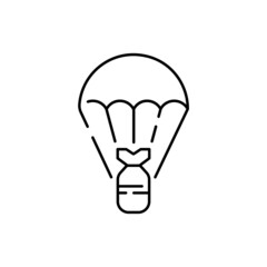 War falling bomb with parachute icon. Outline falling bomb vector icon color flat isolated