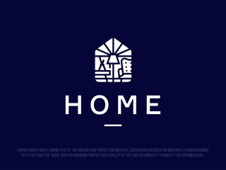 Modern professional home logo, with interior details
