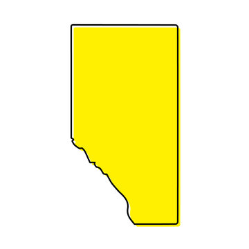 Simple Outline Map Of Alberta Is A Province Of Canada.