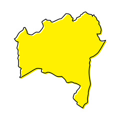 Simple outline map of Bahia is a state of Brazil. Stylized line design