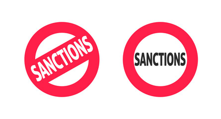 Sanctions sign icon vector concept symbol illustration, penalties warning caution symbol