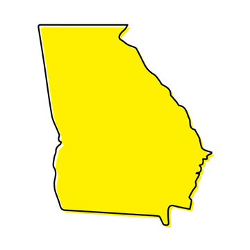 Simple outline map of Georgia is a state of United States. Stylized line design