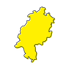 Simple outline map of Hesse is a state of Germany. - obrazy, fototapety, plakaty