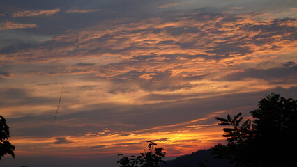 Fototapeta na wymiar Sunset seen on Bukhansan Mountain's hiking trail.