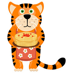 Tiger made pancakes. Vector illustration.