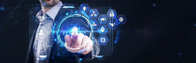 Deep learning artificial intelligence neural network. Technology, Internet and network concept.