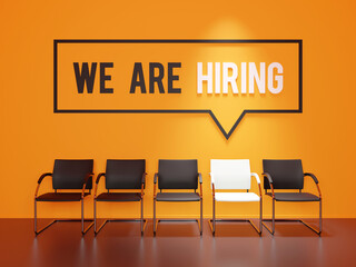 We are hiring - Join our team text word on yellow wall waiting room - 490287183