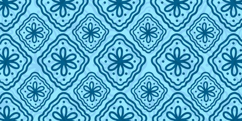 seamless pattern with blue flowers