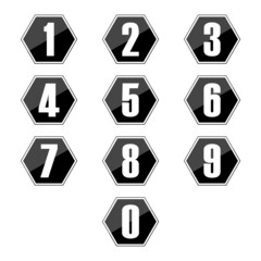Collection of numbers set buttons isolated on white background