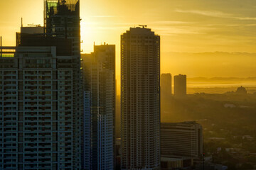 Manila sunrise. View from Makati CDB to the east
