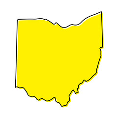 Simple outline map of Ohio is a state of United States. Stylized line design