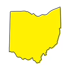 Fotobehang Simple outline map of Ohio is a state of United States. Stylized line design © magr80