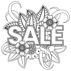 Sale banner or card template with mehndi flower