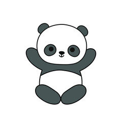 Cute panda bear vector illustration, adorable sitting funny bear © Алина Нефедова