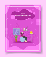 home workout for template of banners, flyer, books, and magazine cover