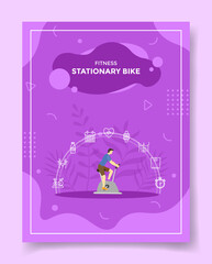 stationary bike for template of banners, flyer, books, and magazine cover