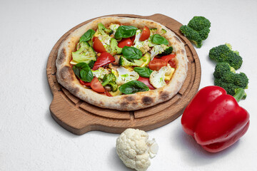 vegetable pizza. pizza without meat. vegetarian pizza isolated on white background