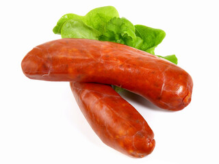 Spanish Chorizo Sausages on white Background - Isolated
