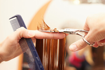 Fototapeta ścinanie włosów w zakładzie fryzjerskim obraz