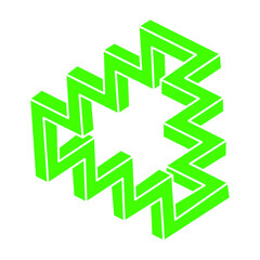 Illusion shapes. 3d geometry tattoo. Optical illusion figures. Sacred geometry object. Logo.