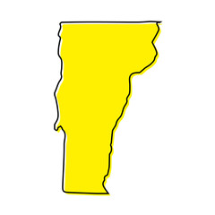 Obraz premium Simple outline map of Vermont is a state of United States. Stylized line design