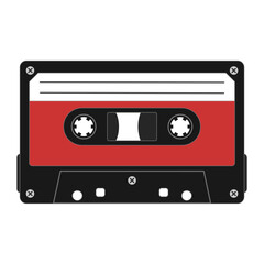 Cassette tape isolated on white background. Vector illustration.