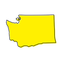 Simple outline map of Washington is a state of United States. Stylized line design