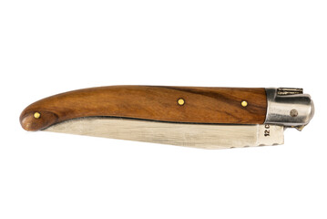 The Netherlands, January 2022. Close up of handmade laguiole knife.