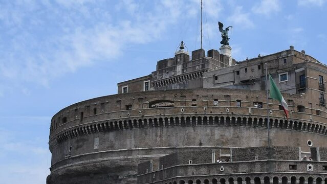 Roma, Italy - September 20 , 2018 :Beautiful Image of Castel Sant'angelo on a summer evening - Rome Italy