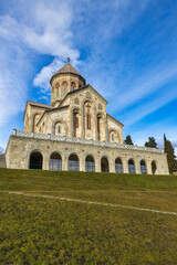 Fototapeta na wymiar Famous Bodbe Monastery view in Signagi, town in Kakheti region of Georgia