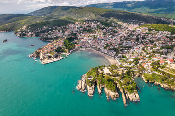 Aerial view of Ulcinj, famous resort town in Montenegro - 490293166