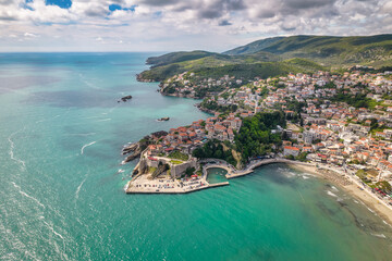 Aerial view of Ulcinj, famous resort town in Montenegro - 490293182