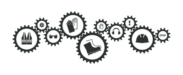 vector illustration of a set of work safety